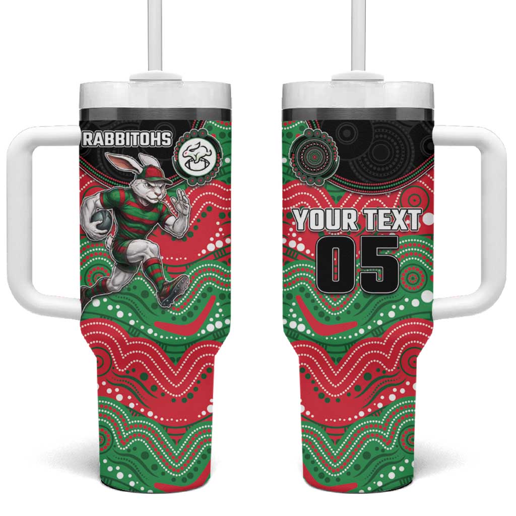 Custom Rabbitohs Tumbler With Handle Rabbit Mascot With Aboriginal Indigenous