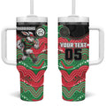 Custom Rabbitohs Tumbler With Handle Rabbit Mascot With Aboriginal Indigenous