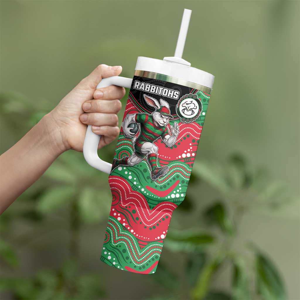Custom Rabbitohs Tumbler With Handle Rabbit Mascot With Aboriginal Indigenous
