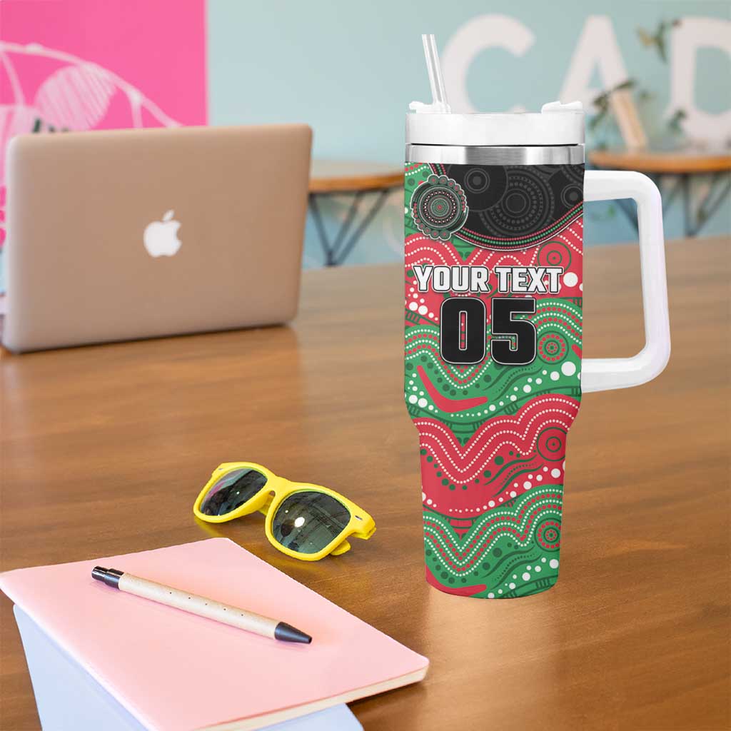 Custom Rabbitohs Tumbler With Handle Rabbit Mascot With Aboriginal Indigenous