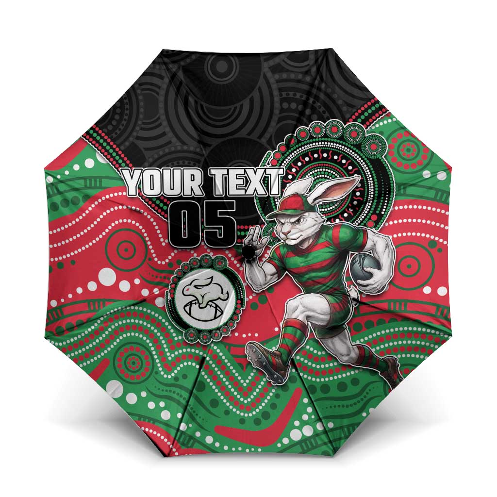 Custom Rabbitohs Umbrella Rabbit Mascot With Aboriginal Indigenous