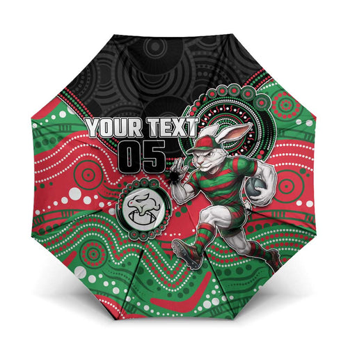 Custom Rabbitohs Umbrella Rabbit Mascot With Aboriginal Indigenous