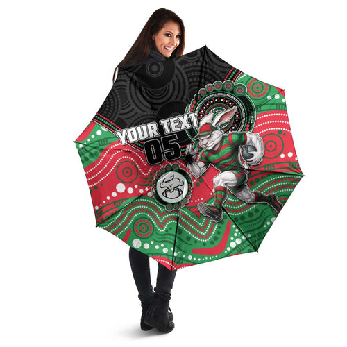 Custom Rabbitohs Umbrella Rabbit Mascot With Aboriginal Indigenous