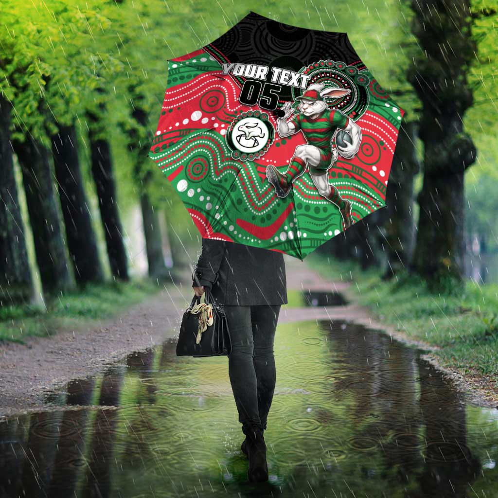 Custom Rabbitohs Umbrella Rabbit Mascot With Aboriginal Indigenous