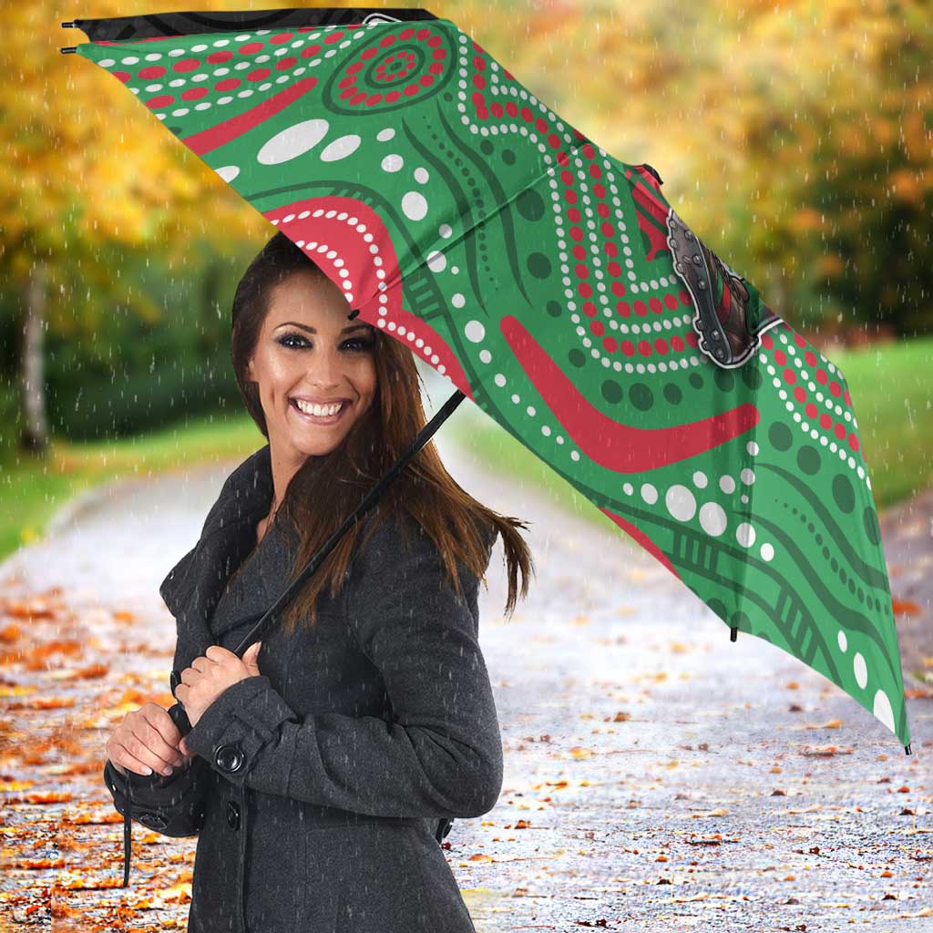 Custom Rabbitohs Umbrella Rabbit Mascot With Aboriginal Indigenous