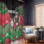 Custom Rabbitohs Window Curtain Rabbit Mascot With Aboriginal Indigenous