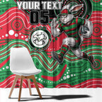 Custom Rabbitohs Window Curtain Rabbit Mascot With Aboriginal Indigenous