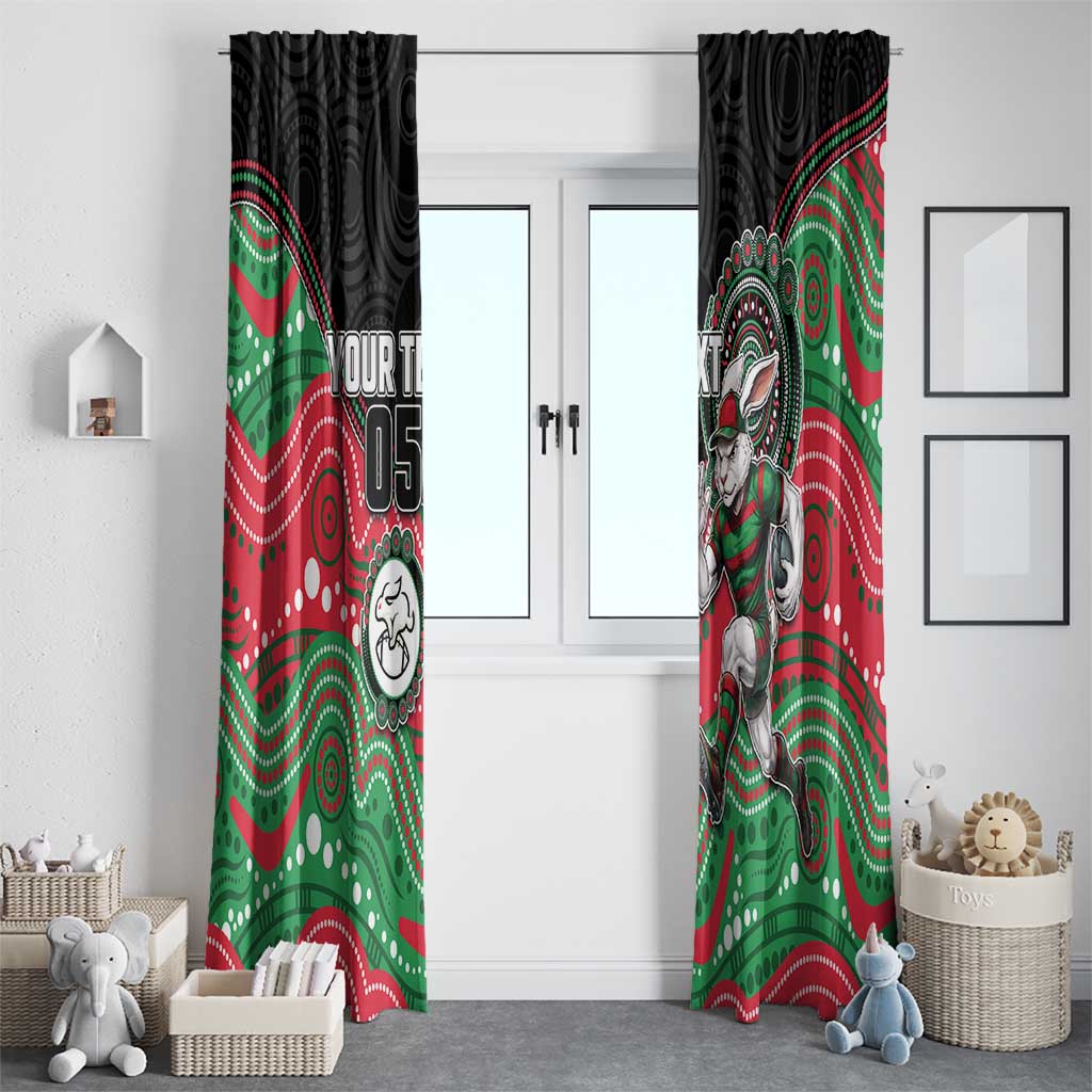 Custom Rabbitohs Window Curtain Rabbit Mascot With Aboriginal Indigenous