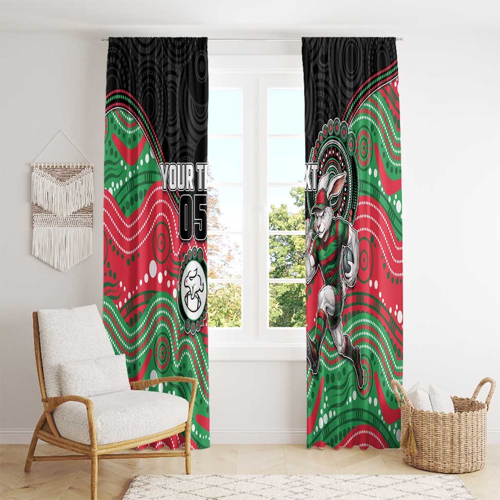 Custom Rabbitohs Window Curtain Rabbit Mascot With Aboriginal Indigenous