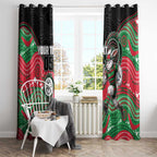 Custom Rabbitohs Window Curtain Rabbit Mascot With Aboriginal Indigenous