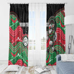 Custom Rabbitohs Window Curtain Rabbit Mascot With Aboriginal Indigenous