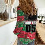 Custom Rabbitohs Women Casual Shirt Rabbit Mascot With Aboriginal Indigenous