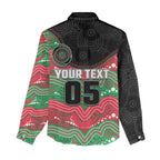 Custom Rabbitohs Women Casual Shirt Rabbit Mascot With Aboriginal Indigenous
