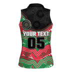 Custom Rabbitohs Women Sleeveless Polo Shirt Rabbit Mascot With Aboriginal Indigenous