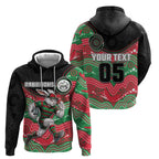 Custom Rabbitohs Zip Hoodie Rabbit Mascot With Aboriginal Indigenous