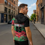 Custom Rabbitohs Zipper Polo Shirt Rabbit Mascot With Aboriginal Indigenous