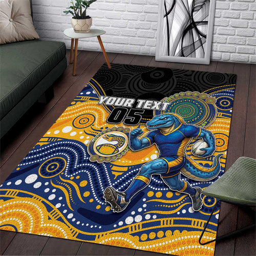 Custom Eels Area Rug Eel Mascot With Aboriginal Indigenous