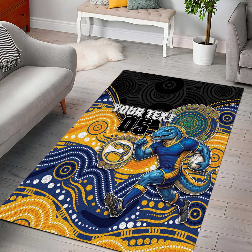 Custom Eels Area Rug Eel Mascot With Aboriginal Indigenous