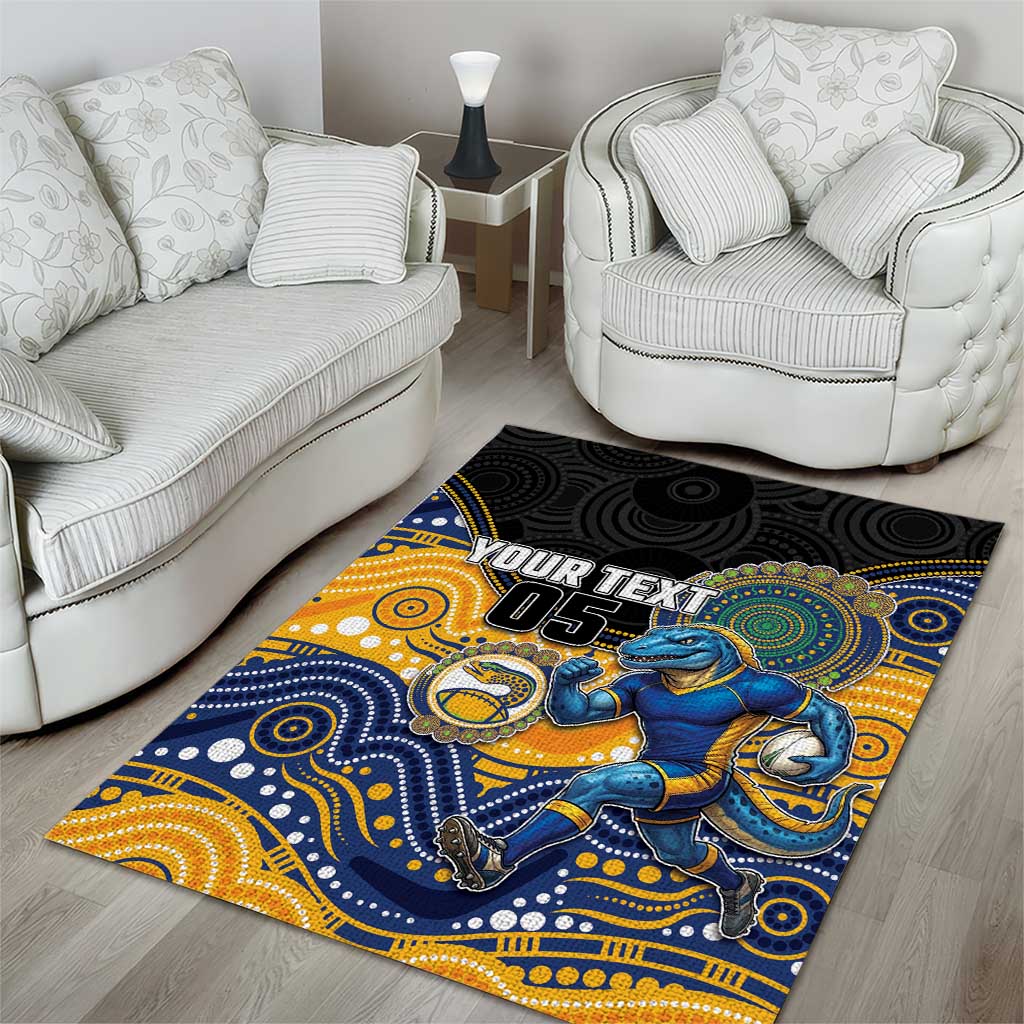 Custom Eels Area Rug Eel Mascot With Aboriginal Indigenous