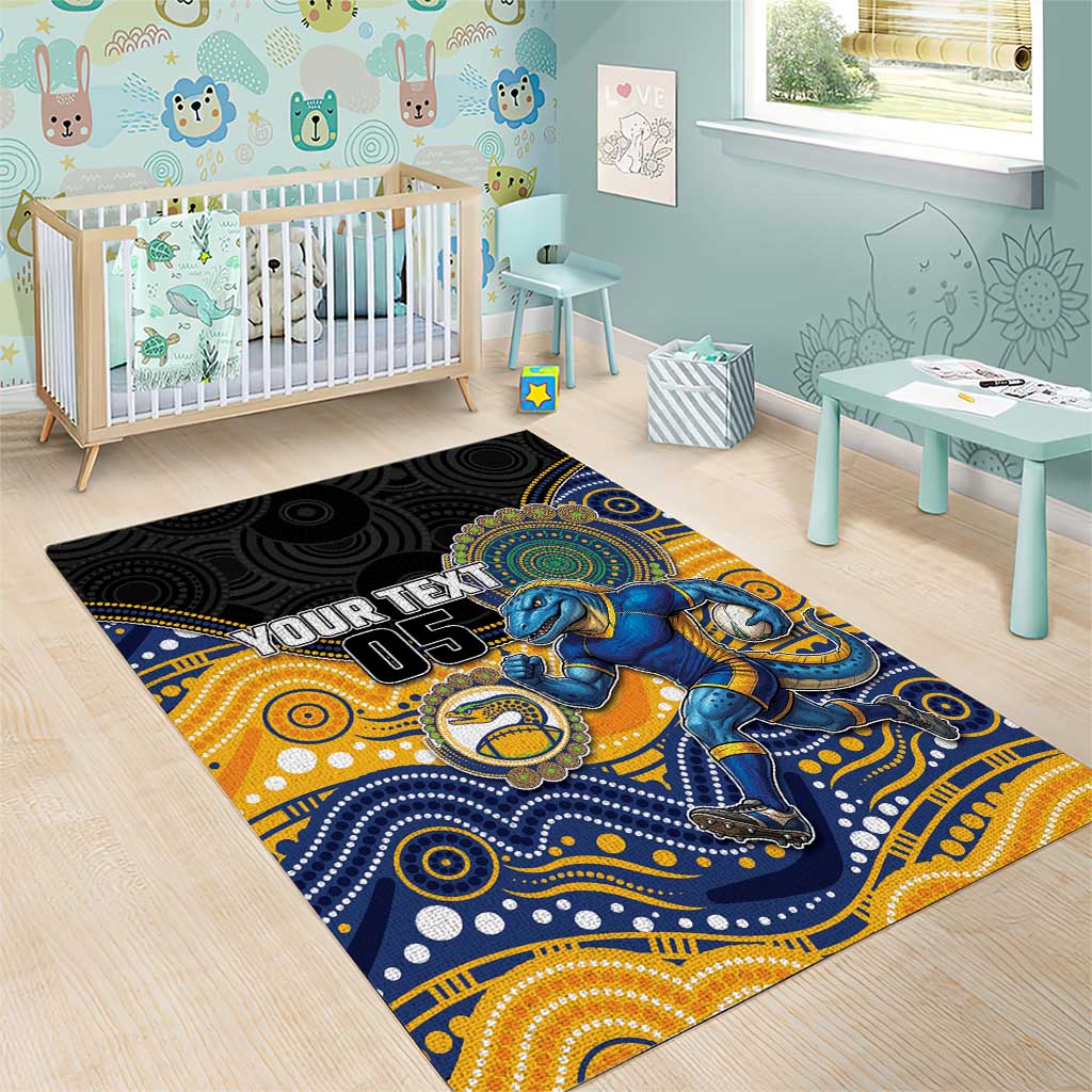Custom Eels Area Rug Eel Mascot With Aboriginal Indigenous