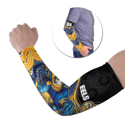 Custom Eels Arm Sleeves Eel Mascot With Aboriginal Indigenous