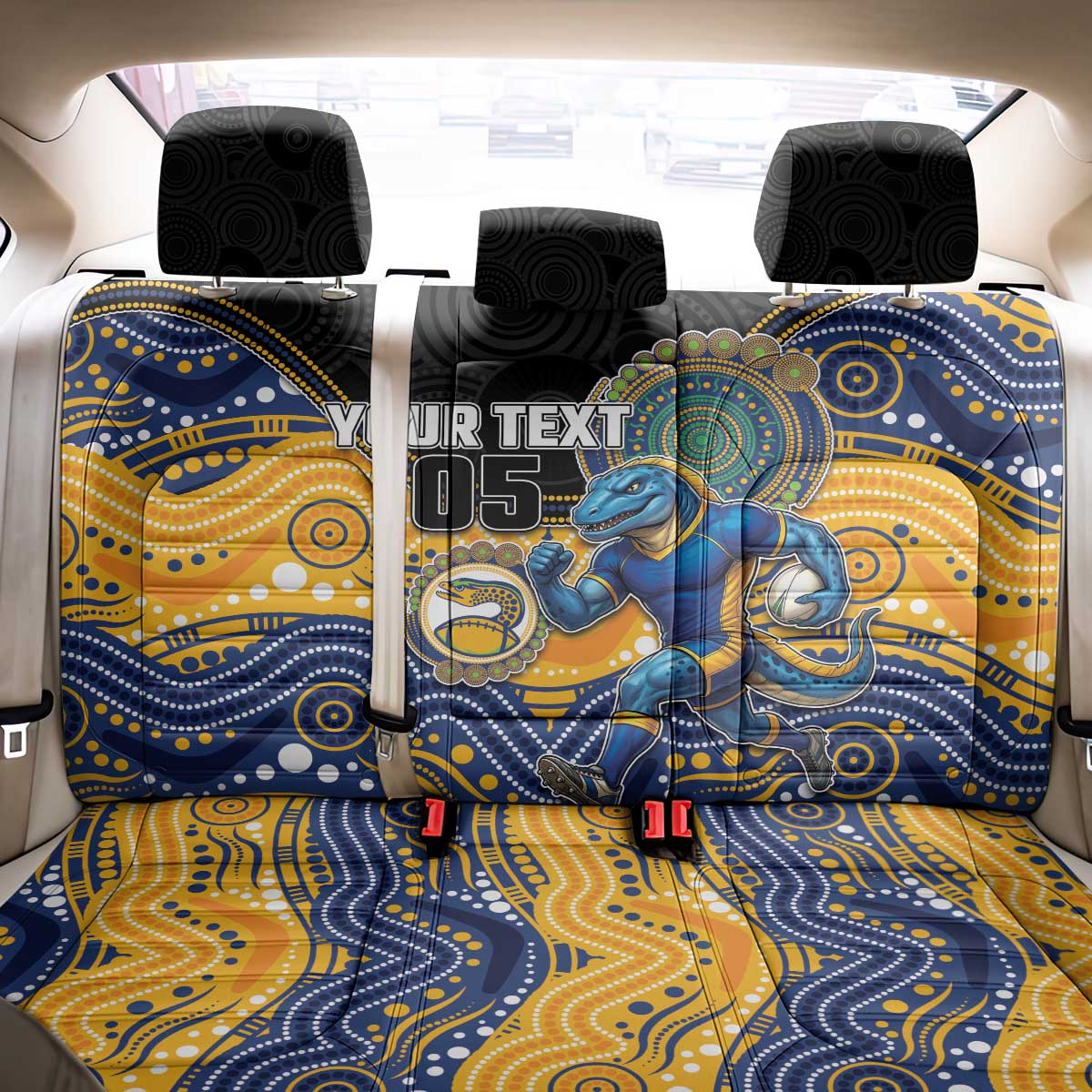 Custom Eels Back Car Seat Cover Eel Mascot With Aboriginal Indigenous