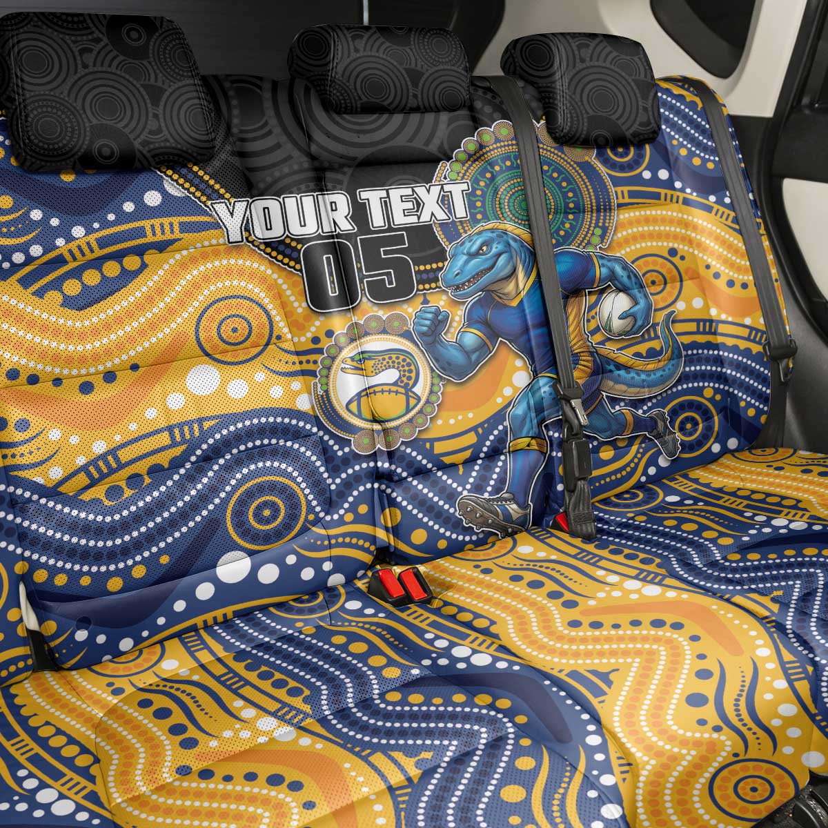 Custom Eels Back Car Seat Cover Eel Mascot With Aboriginal Indigenous
