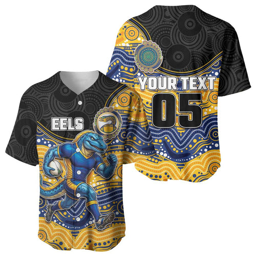 Custom Eels Baseball Jersey Eel Mascot With Aboriginal Indigenous