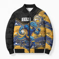 Custom Eels Bomber Puffer Jacket Eel Mascot With Aboriginal Indigenous