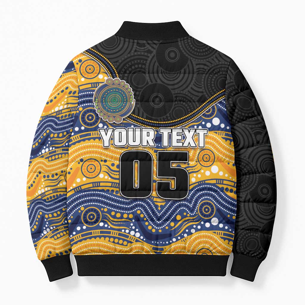 Custom Eels Bomber Puffer Jacket Eel Mascot With Aboriginal Indigenous