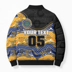 Custom Eels Bomber Puffer Jacket Eel Mascot With Aboriginal Indigenous