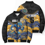 Custom Eels Bomber Puffer Jacket Eel Mascot With Aboriginal Indigenous