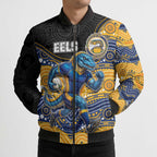 Custom Eels Bomber Puffer Jacket Eel Mascot With Aboriginal Indigenous