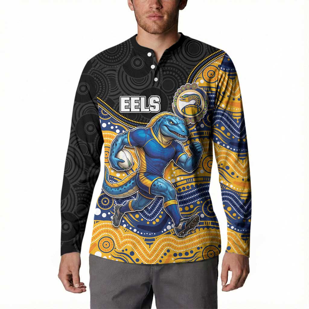 Custom Eels Button Sweatshirt Eel Mascot With Aboriginal Indigenous