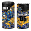 Custom Eels 4 in 1 Can Cooler Tumbler Eel Mascot With Aboriginal Indigenous