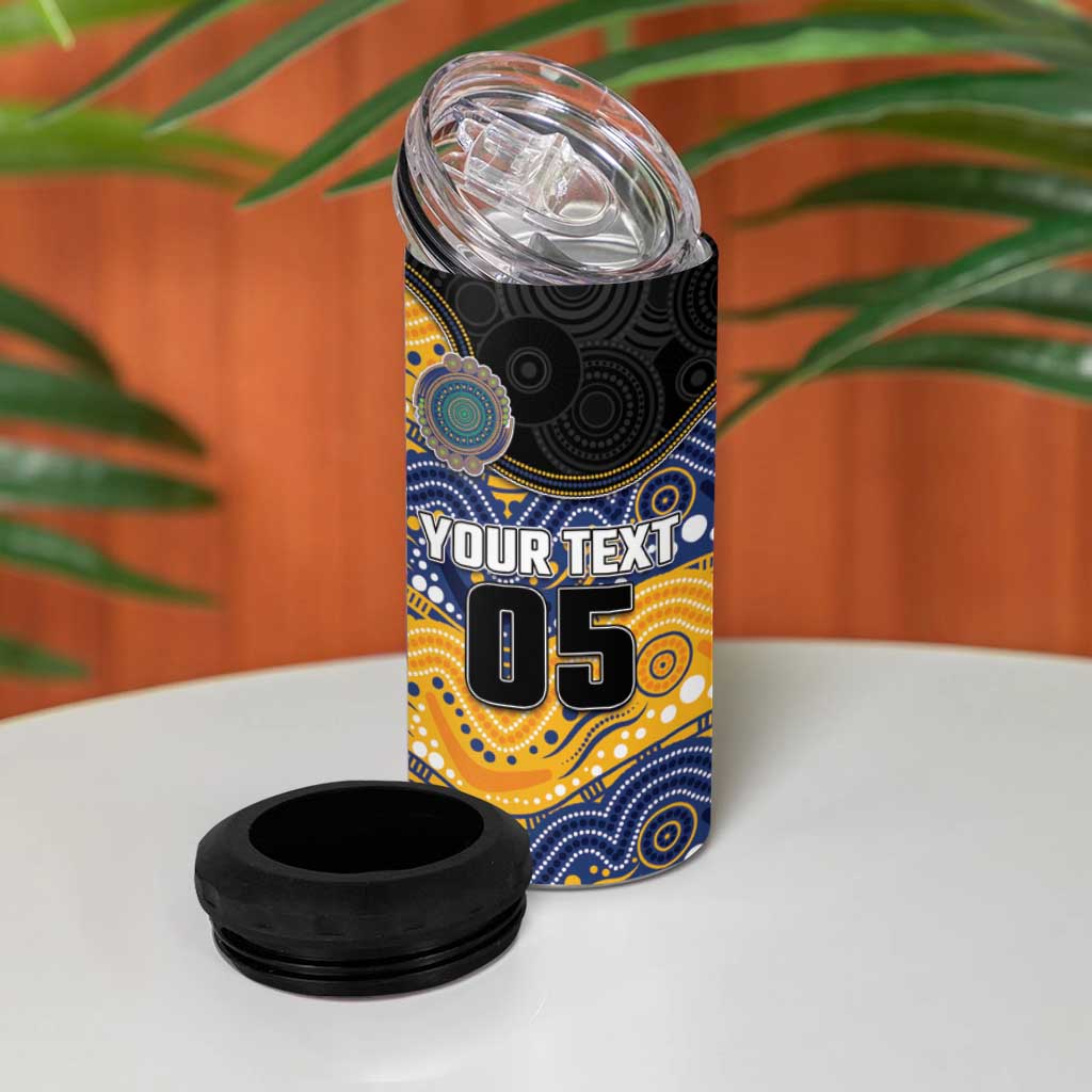 Custom Eels 4 in 1 Can Cooler Tumbler Eel Mascot With Aboriginal Indigenous