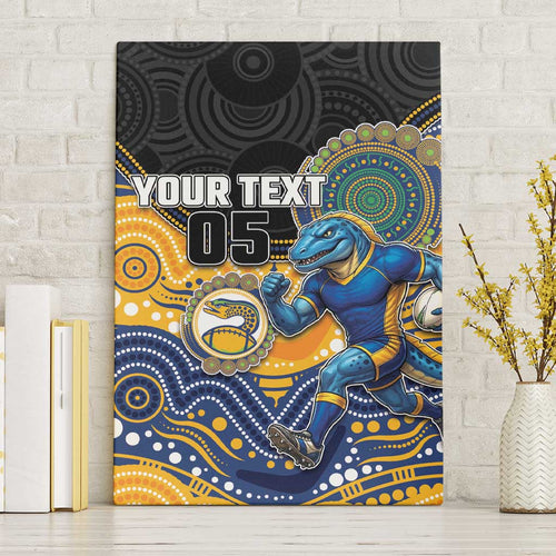 Custom Eels Canvas Wall Art Eel Mascot With Aboriginal Indigenous