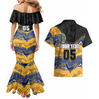 Custom Eels Couples Matching Mermaid Dress and Hawaiian Shirt Eel Mascot With Aboriginal Indigenous