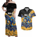Custom Eels Couples Matching Off Shoulder Maxi Dress and Hawaiian Shirt Eel Mascot With Aboriginal Indigenous