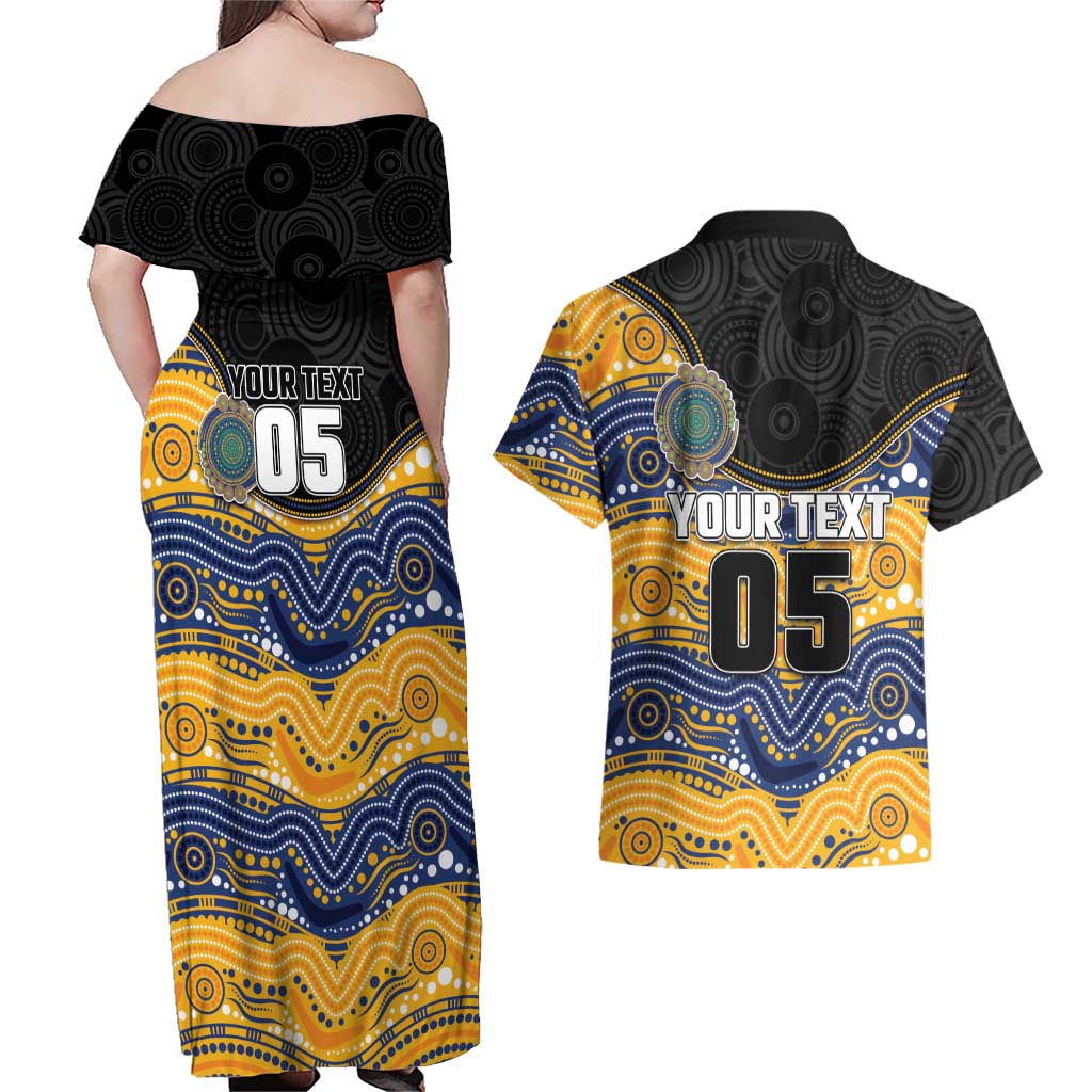 Custom Eels Couples Matching Off Shoulder Maxi Dress and Hawaiian Shirt Eel Mascot With Aboriginal Indigenous