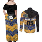 Custom Eels Couples Matching Off Shoulder Maxi Dress and Long Sleeve Button Shirt Eel Mascot With Aboriginal Indigenous