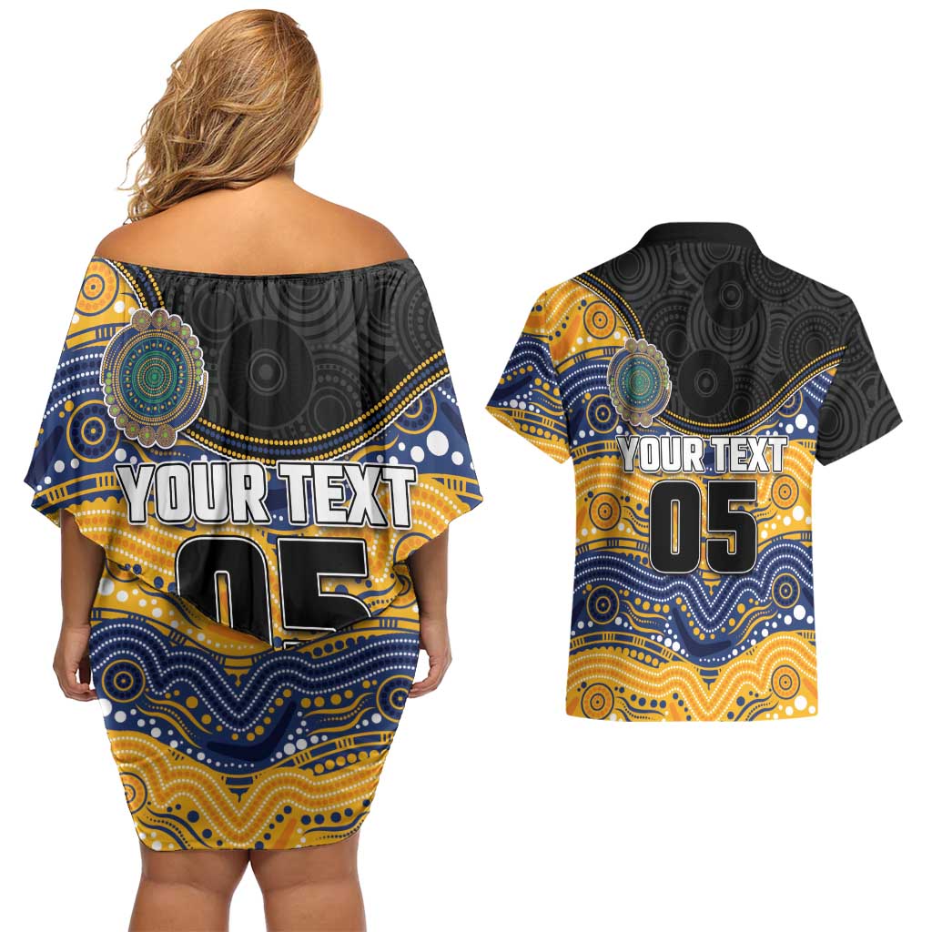 Custom Eels Couples Matching Off Shoulder Short Dress and Hawaiian Shirt Eel Mascot With Aboriginal Indigenous