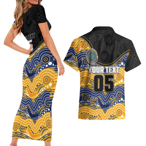 Custom Eels Couples Matching Short Sleeve Bodycon Dress and Hawaiian Shirt Eel Mascot With Aboriginal Indigenous