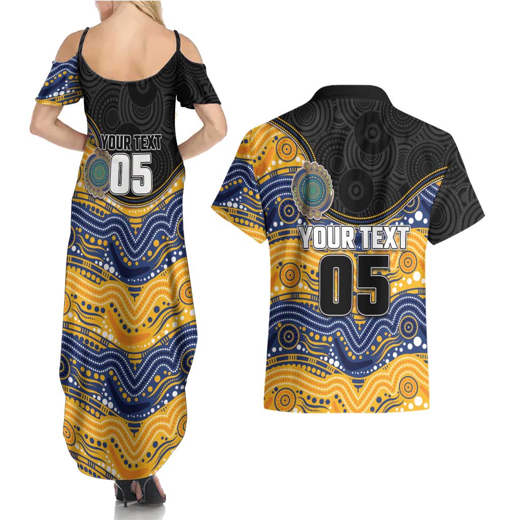 Custom Eels Couples Matching Summer Maxi Dress and Hawaiian Shirt Eel Mascot With Aboriginal Indigenous