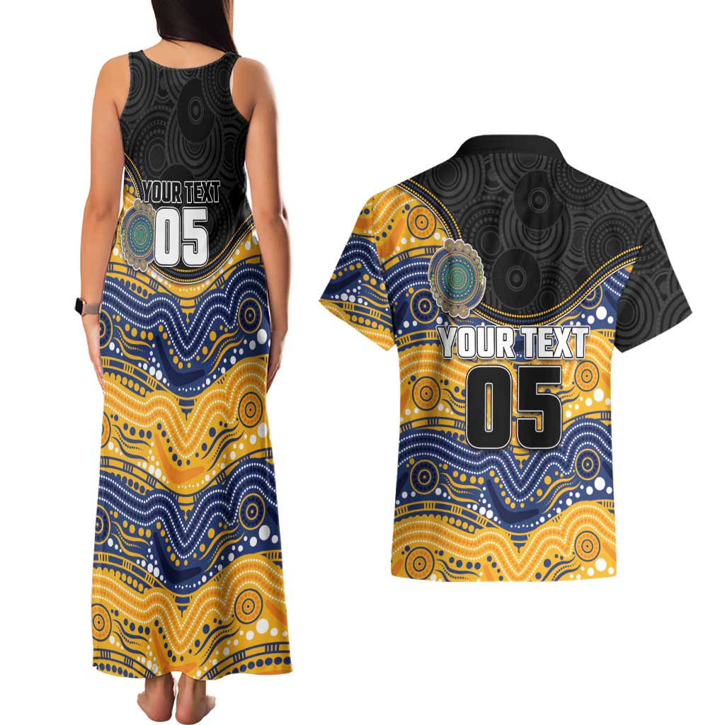 Custom Eels Couples Matching Tank Maxi Dress and Hawaiian Shirt Eel Mascot With Aboriginal Indigenous