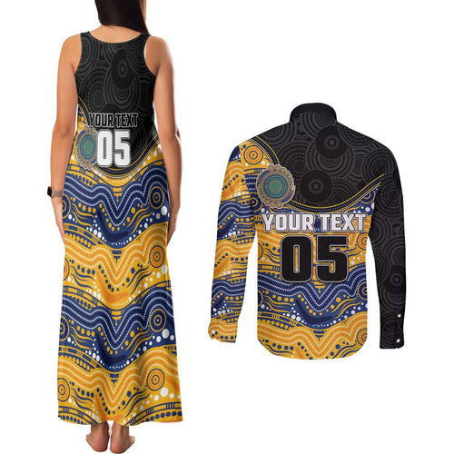 Custom Eels Couples Matching Tank Maxi Dress and Long Sleeve Button Shirt Eel Mascot With Aboriginal Indigenous