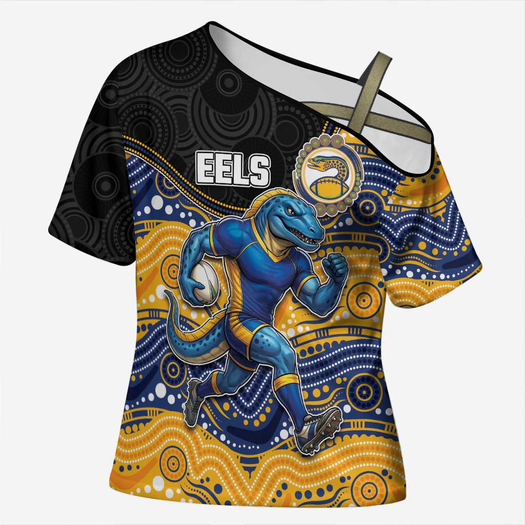 Custom Eels Cross Shoulder Shirt Eel Mascot With Aboriginal Indigenous