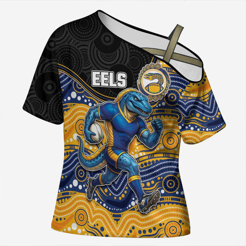 Custom Eels Cross Shoulder Shirt Eel Mascot With Aboriginal Indigenous