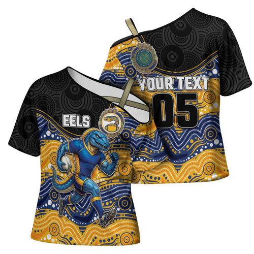 Custom Eels Cross Shoulder Shirt Eel Mascot With Aboriginal Indigenous