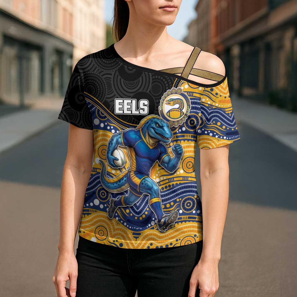 Custom Eels Cross Shoulder Shirt Eel Mascot With Aboriginal Indigenous
